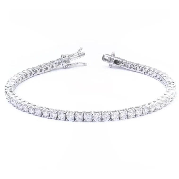 Bracelet tennis French Riviera en argent 925 et moissanites, finition blanche rhodiée, fermoir ouvert