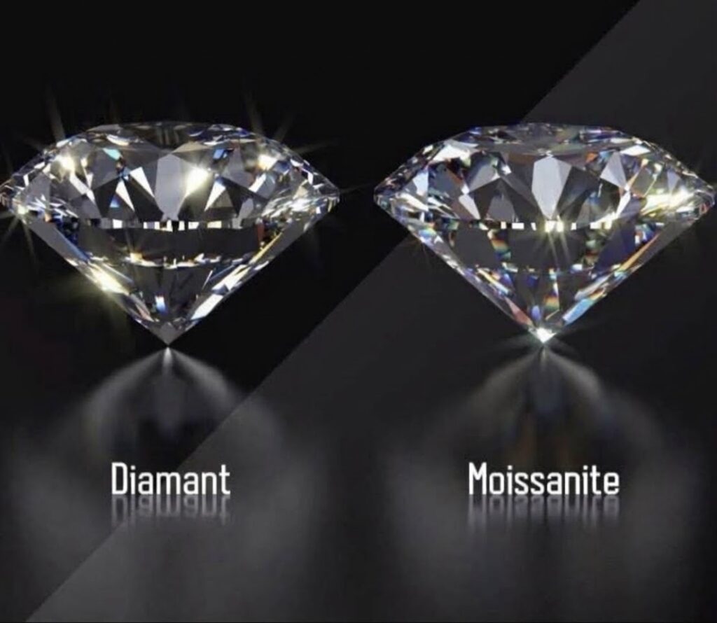 Diamant et moissanite taille brillant côte à côte : deux pierres différentes à l'éclat proche