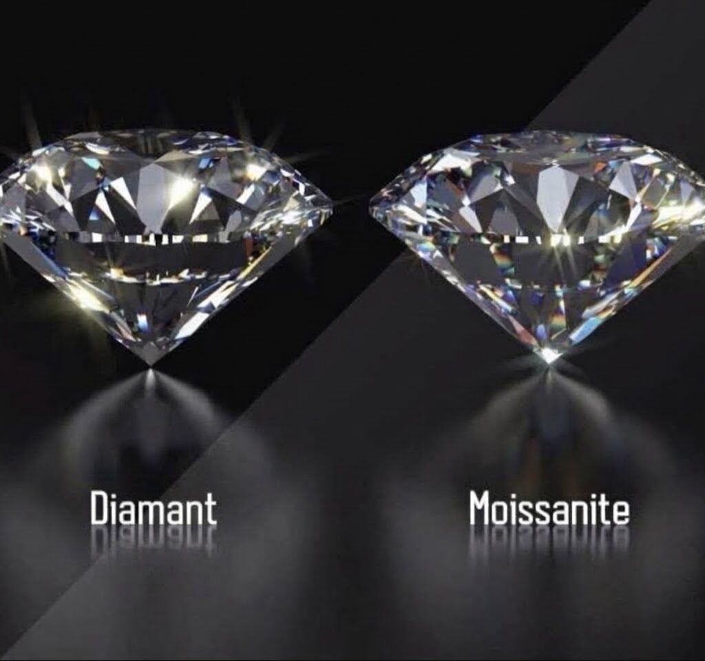 Diamant et moissanite taille brillant côte à côte : deux pierres différentes à l'éclat proche
